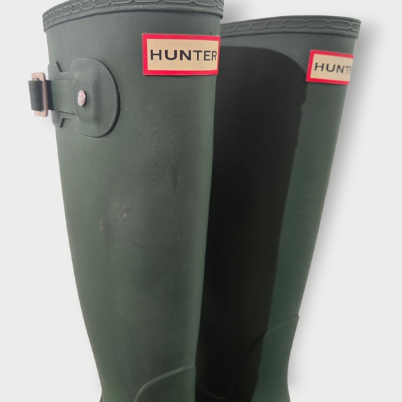 Hunter Women's Original Tall Hunter Pull On Green Rain Boots Size 7 - Picture 11 of 11